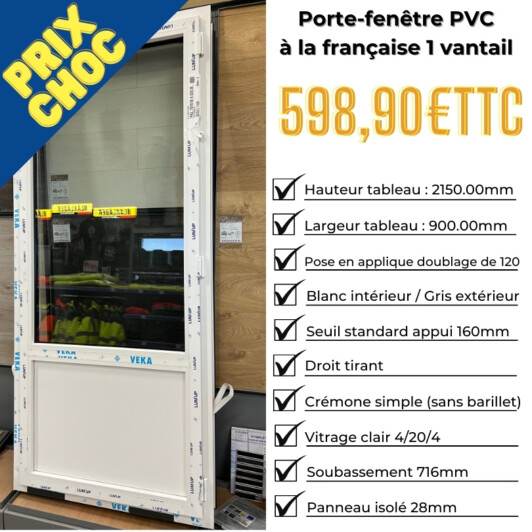 PRIX CHOC - Porte-fenêtre PVC